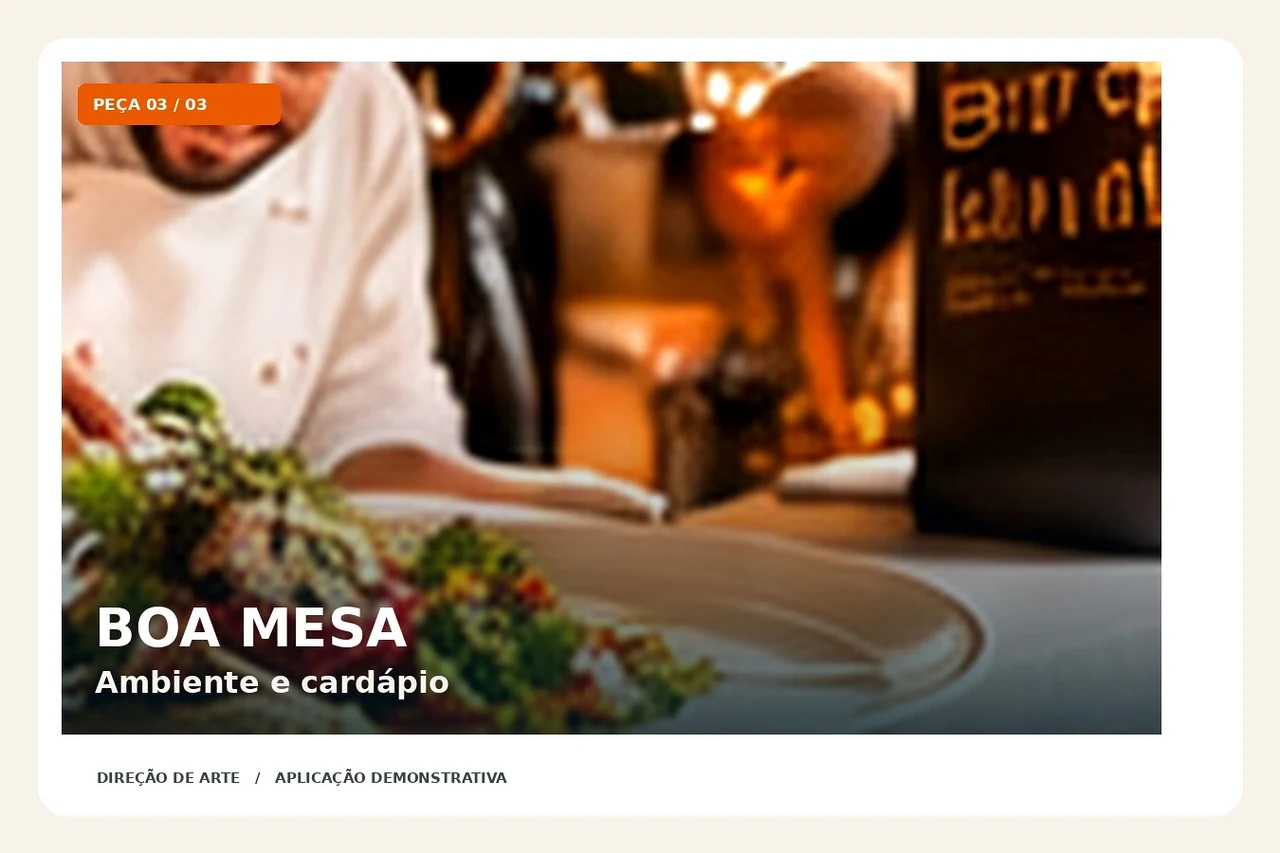 BOA MESA — aplicação visual 3: Ambiente & experiência